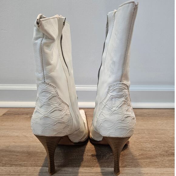 Los Altos Boots Women's Western Wear White Leather Snake Skin Boot 26.5 / US 9.5 - Picture 4 of 9